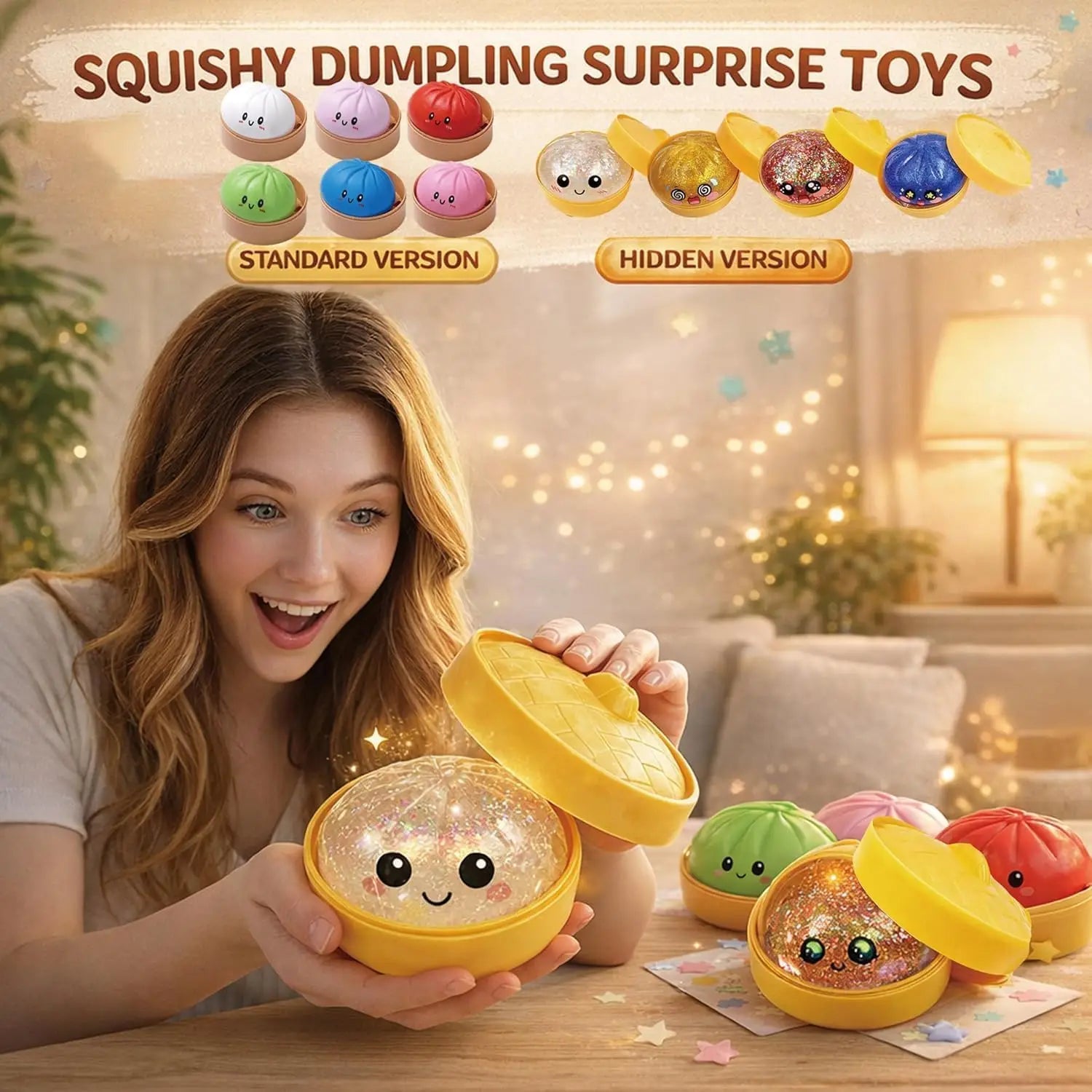 Boîte Mystère Raviolis Pailletés — Balles Anti-Stress Sensorielles, 10 Couleurs Surprises