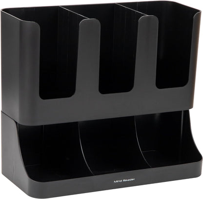 ☕ Organisateur de Café à 6 Compartiments – Support Vertical pour Gobelets et Condiments (Noir)