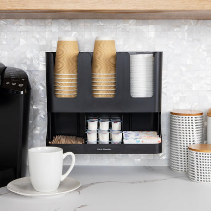 ☕ Organisateur de Café à 6 Compartiments – Support Vertical pour Gobelets et Condiments (Noir)