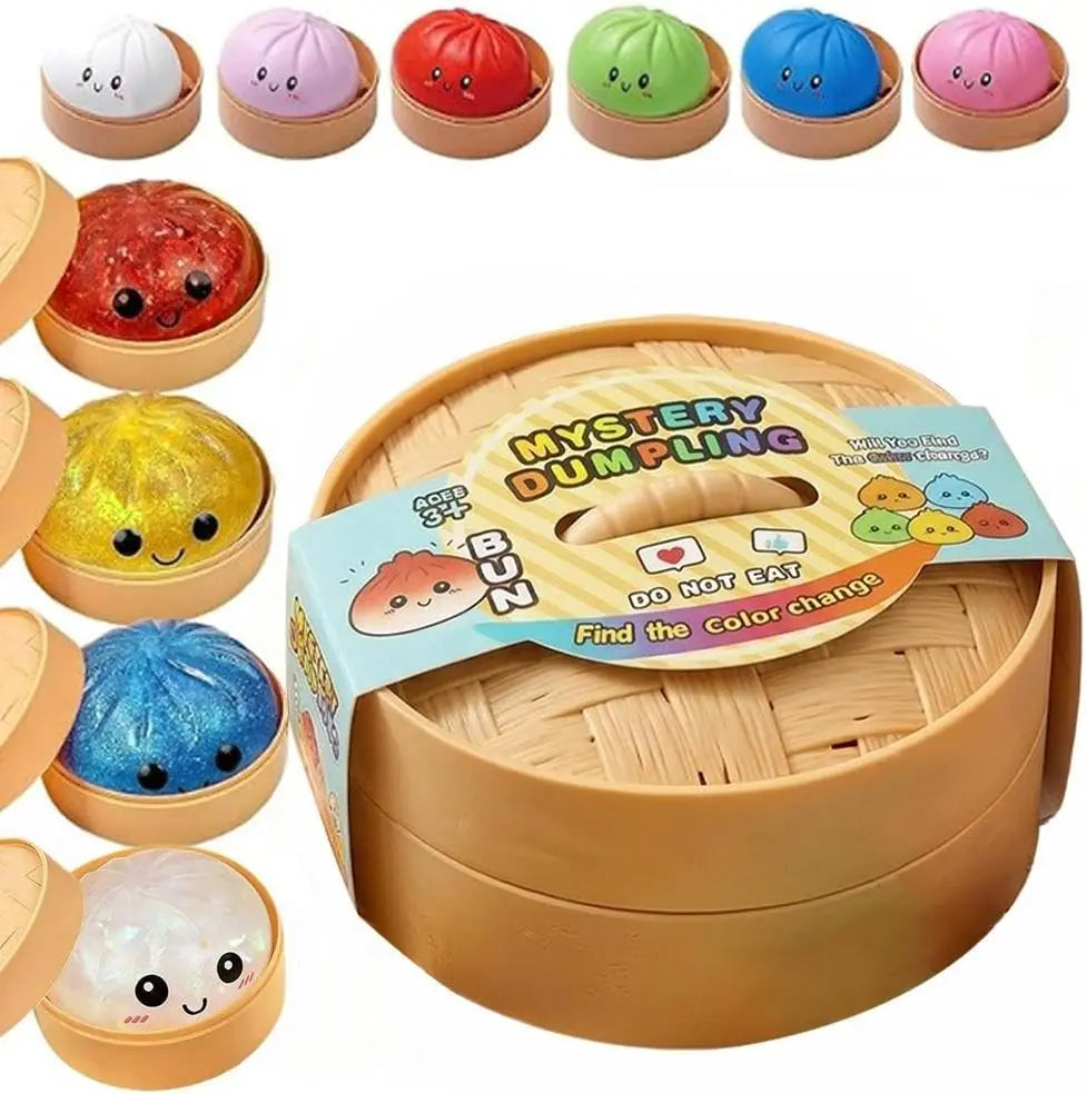 Boîte Mystère Raviolis Pailletés — Balles Anti-Stress Sensorielles, 10 Couleurs Surprises