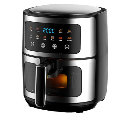 Friteuse à Air 8L Numérique avec Fenêtre Visible et Écran Tactile — Acier Inoxydable, Multi-Modes