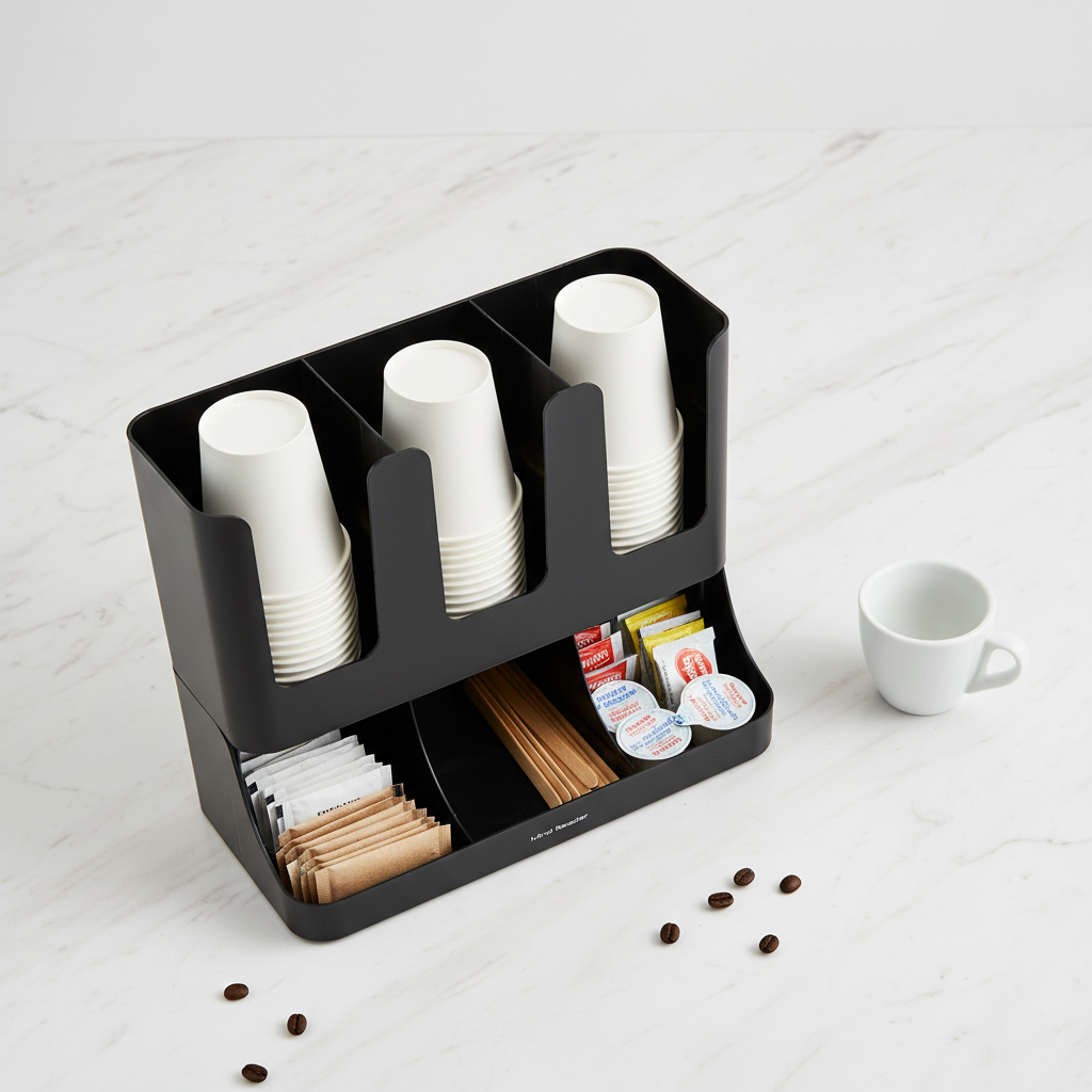 Flatlay organisateur café noir